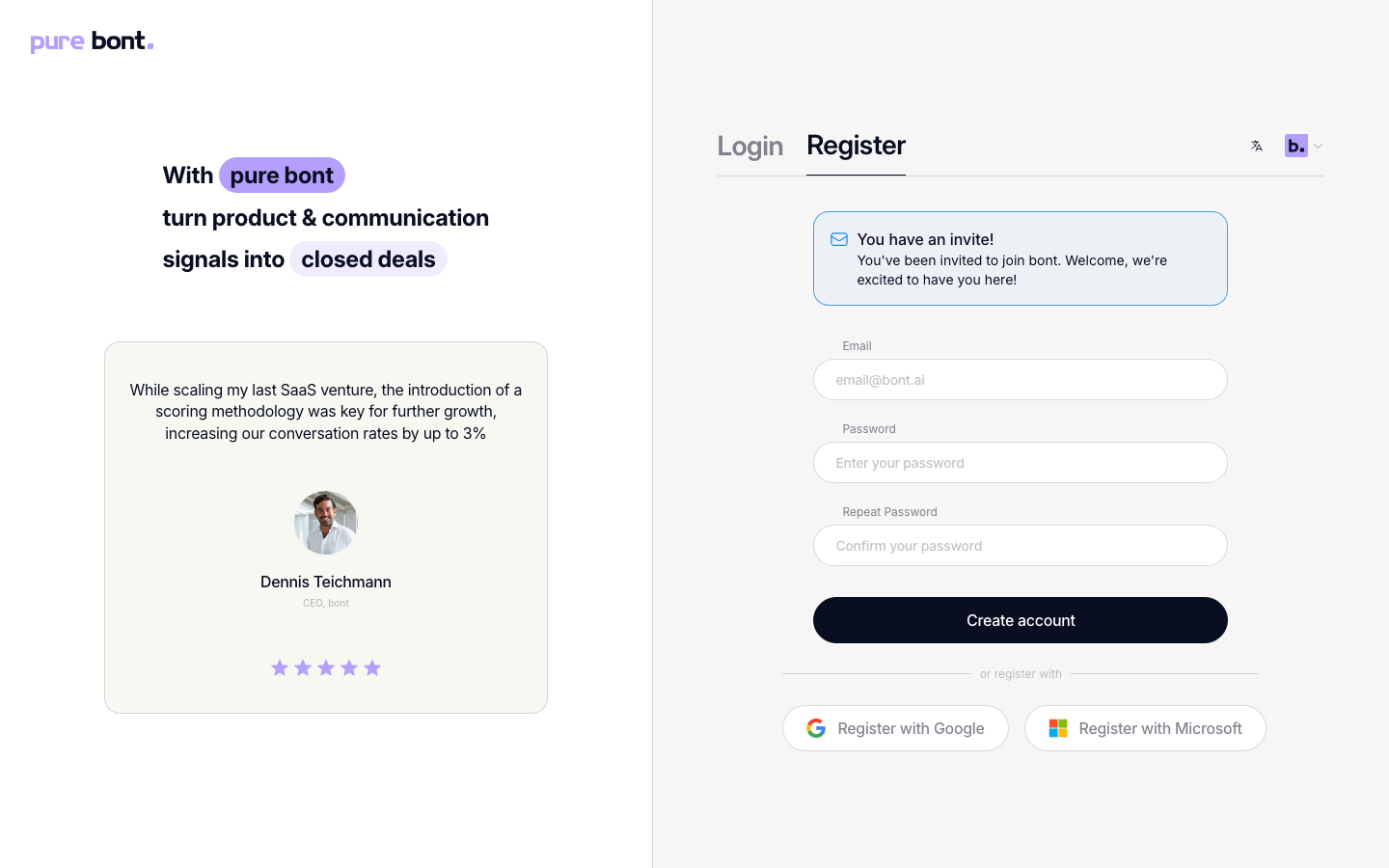 Sign-up form opened from an invite, with the workspace banner above it