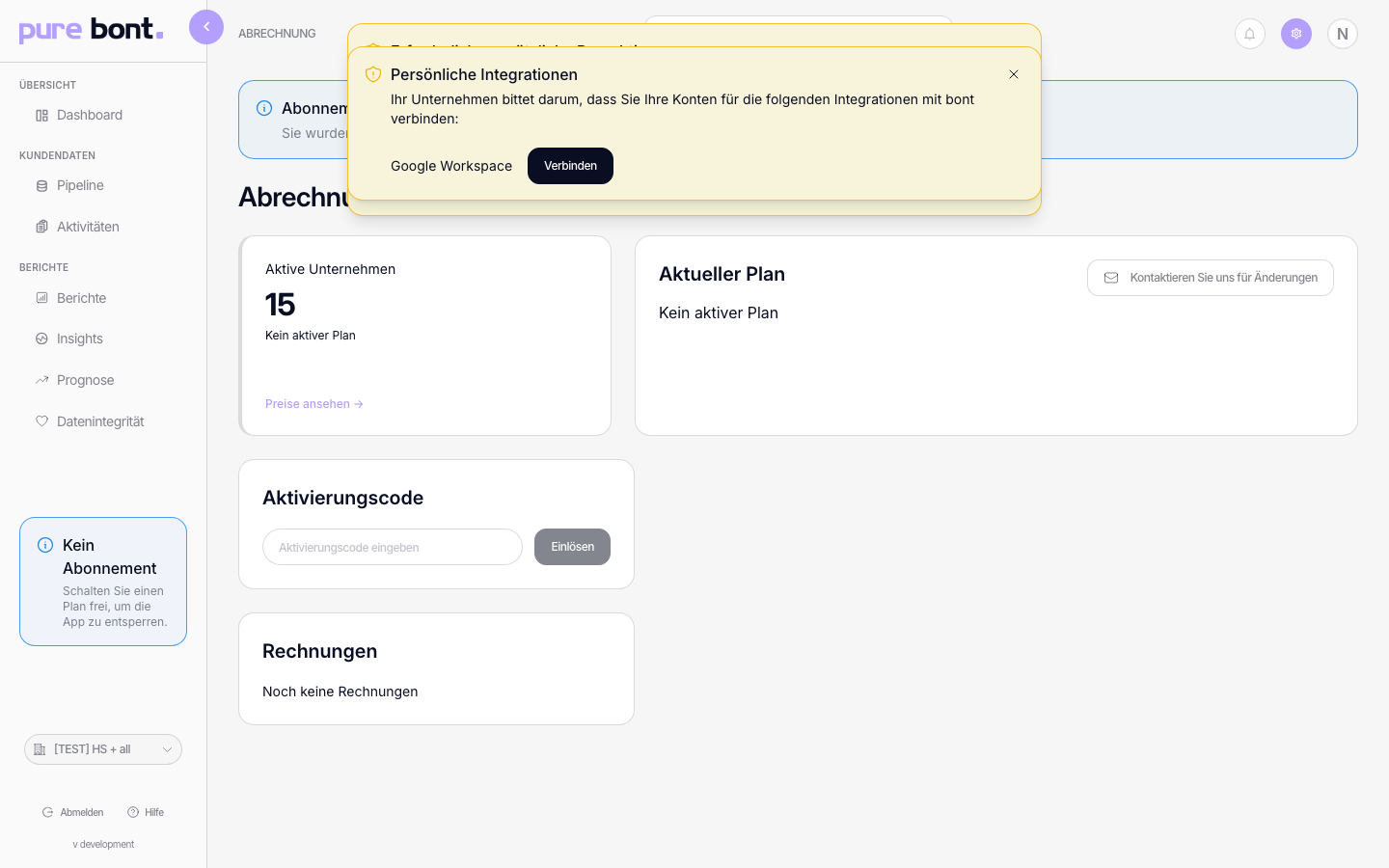 Activation-Code-Karte mit Eingabefeld und Redeem-Button