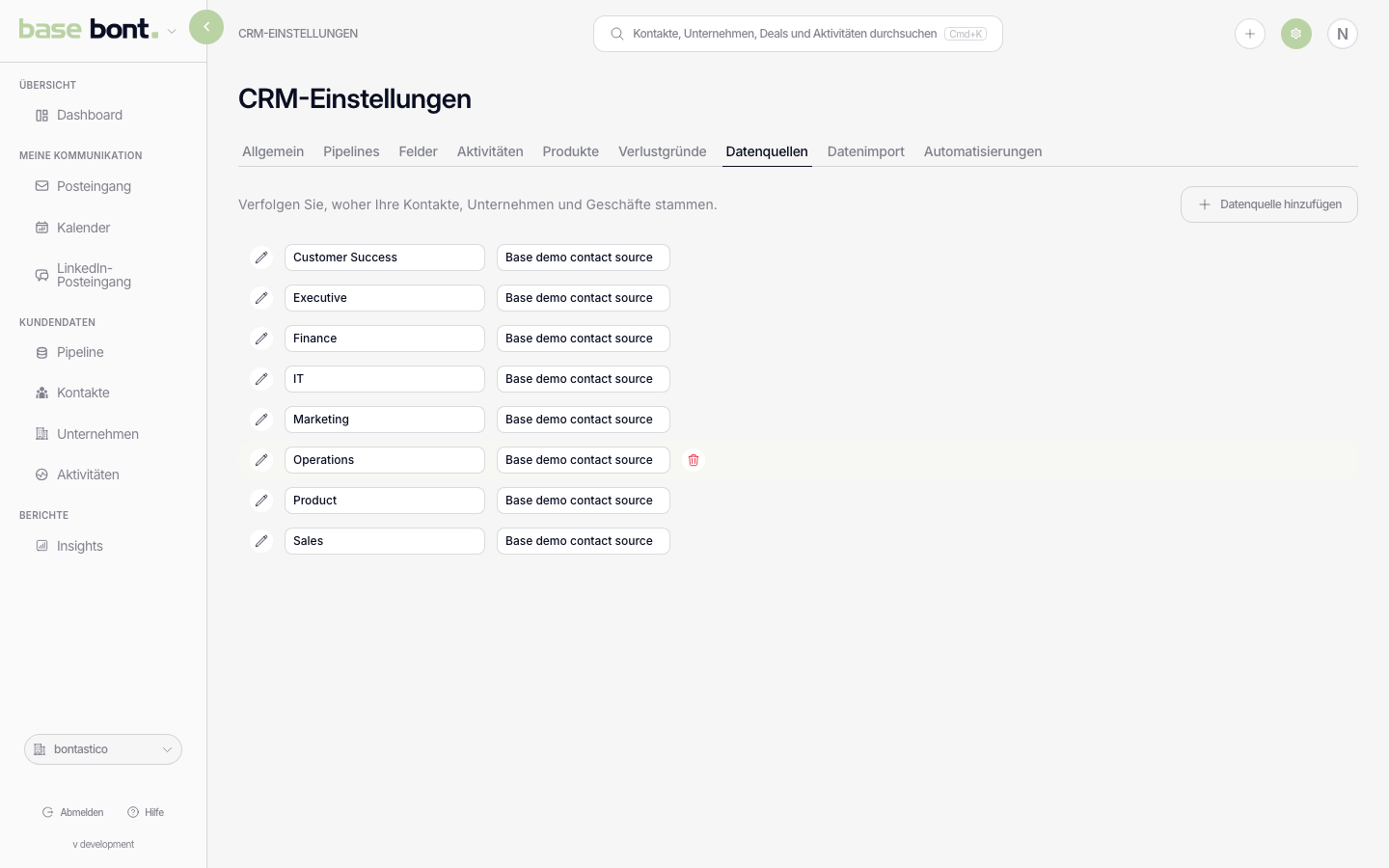Data-Sources-Konfiguration mit editierbarer Liste der Source-Namen und Quick-Preview pro Zeile